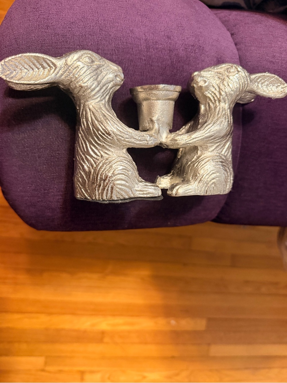 Silver Bunny Pair Candle Holder